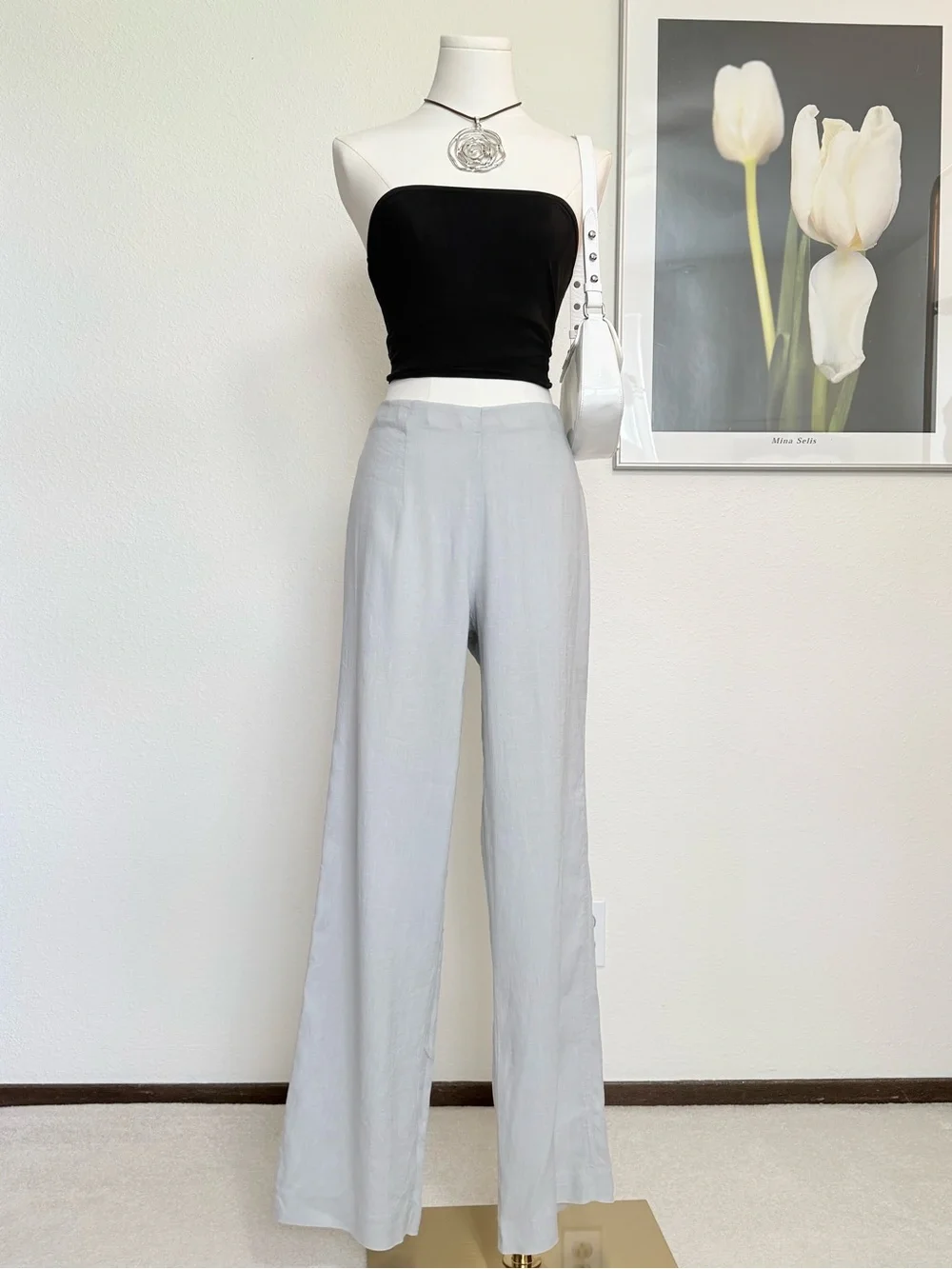 Vintage Banana Republic Linen Blend Wide Leg Pants Y2K Minimalist Chic